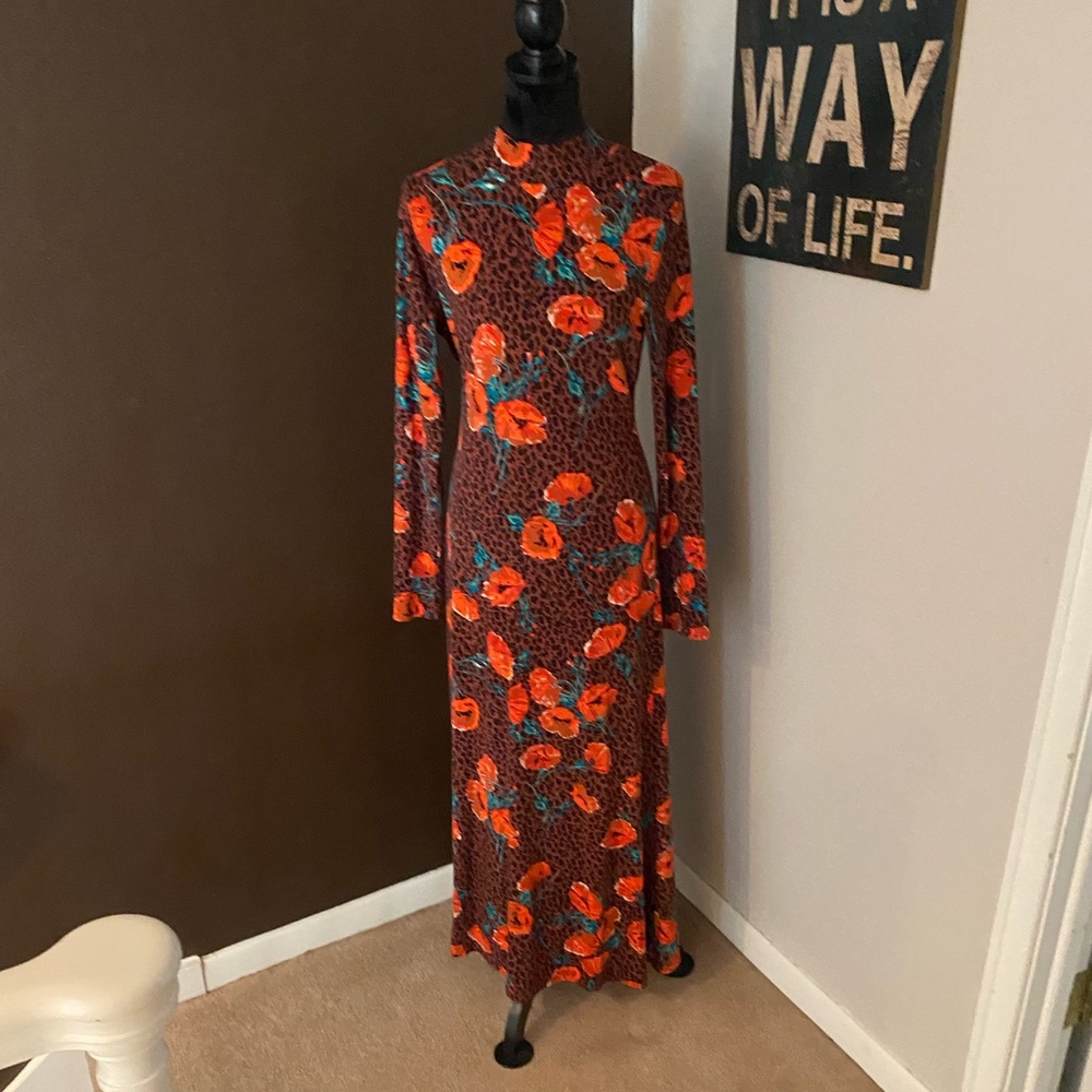 Free People Floral Leopard Print Turtleneck dress